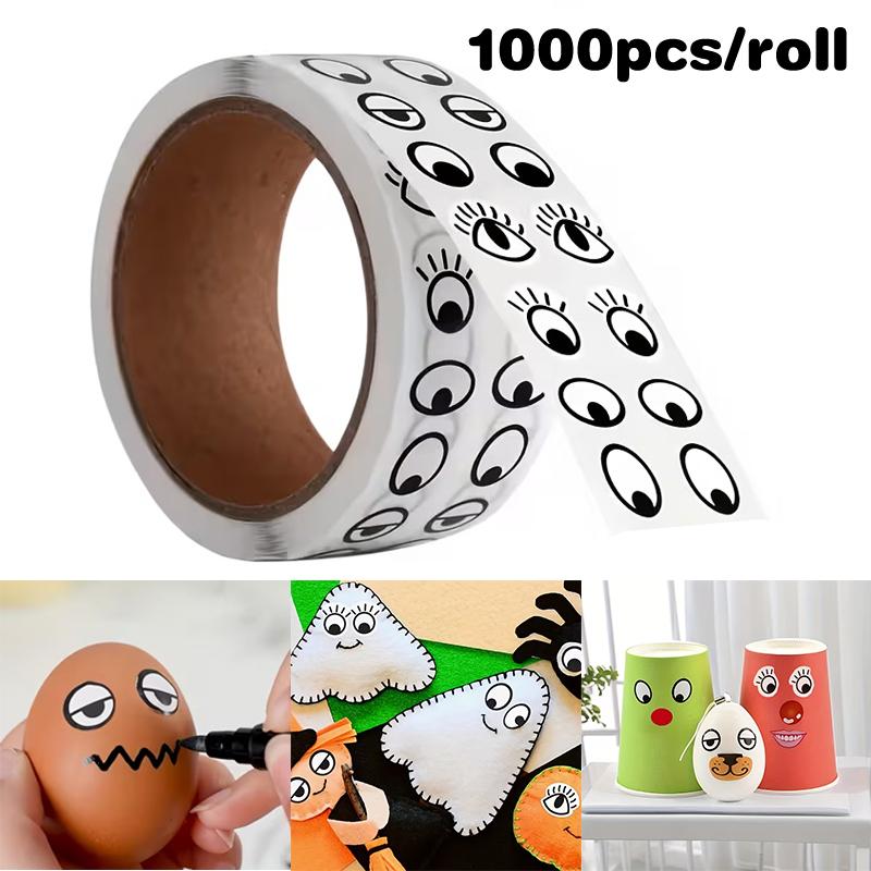 1000pcs/roll Self-Adhesive Eye Stickers Mini Eye Shaped Sticker For DIY Crafts, Party Decorations Home Decor School Supplies
