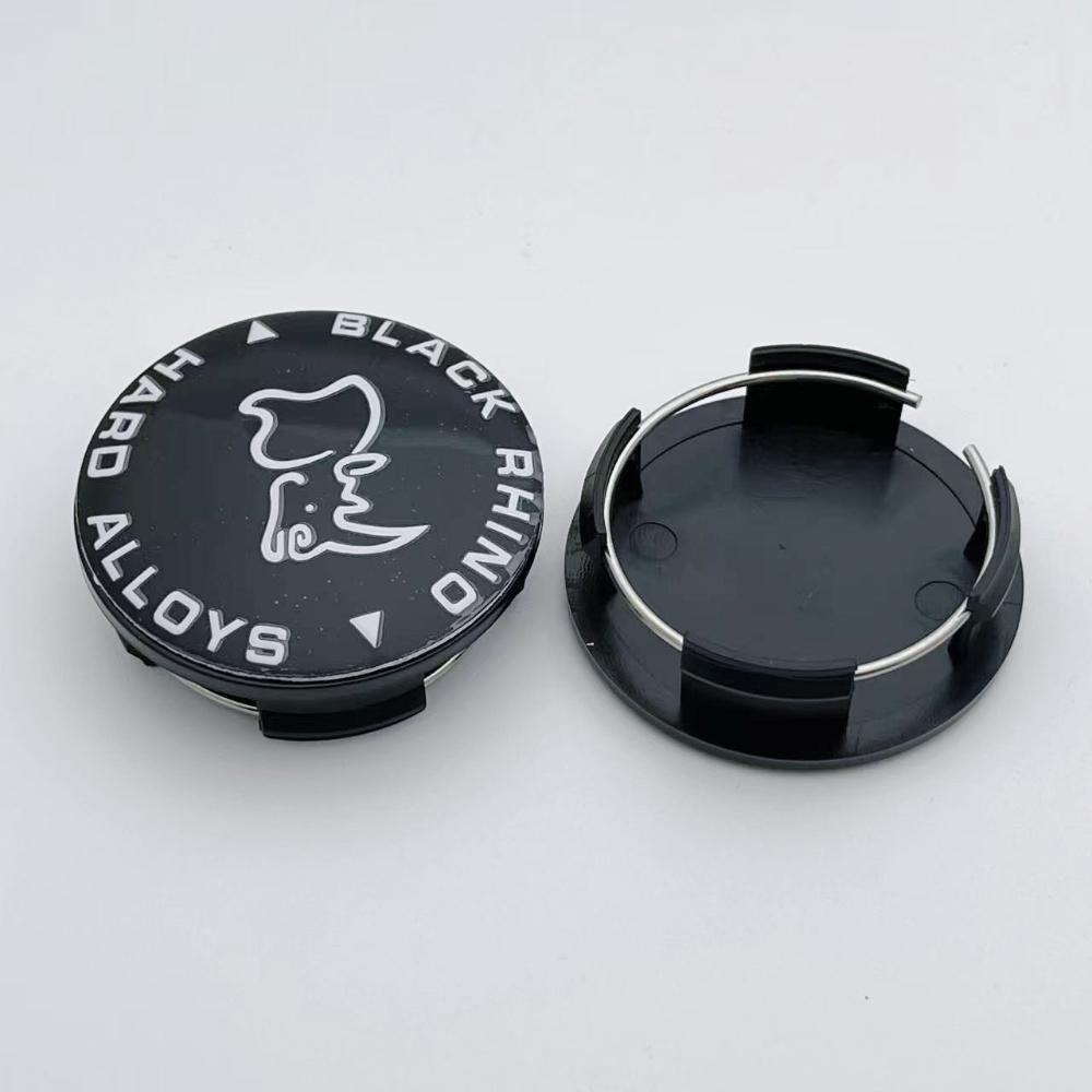 4pcs 57MM ( 50MM I.D) Black Rhino Logo Emblem Car Wheel Center Caps Wheels Hub Lid Rim Hubcaps Centre Cover Styling Accessories
