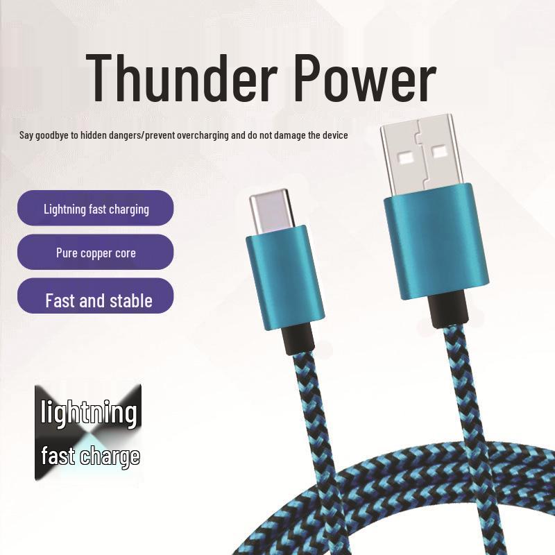 123m Braided Snake Pattern Fast Charging Type-C Cable for Android & Huawei USB Devices