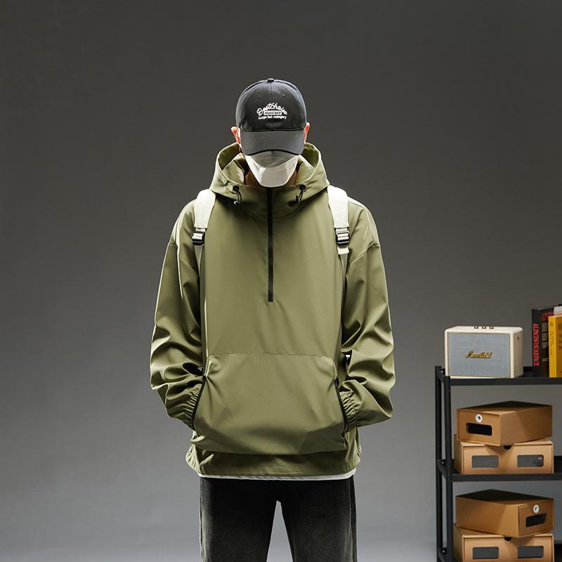 Loose Jacket Men's Spring and Autumn Fashion Top Handsome Youth Shoulder-down Popular Casual Pullover Jacket