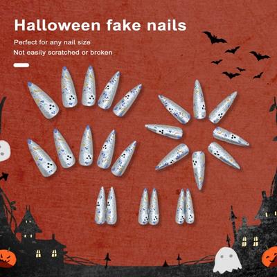Long-tip Fake Nail Long Ghost Fun Stylish Glamorous Design Halloween Safe Lifespan Anti-break Fake