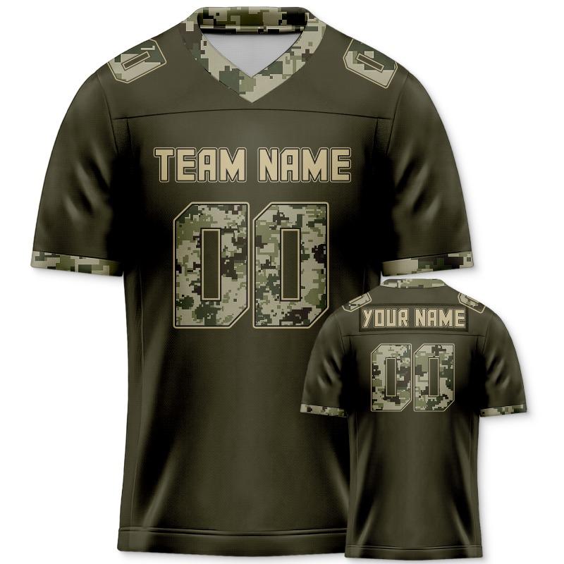Camiseta de Fútbol Americano Camuflaje Personalizada con Nombre y Número Camuflaje Camiseta de Equipo de Fútbol para Mujeres, Hombres y Niños