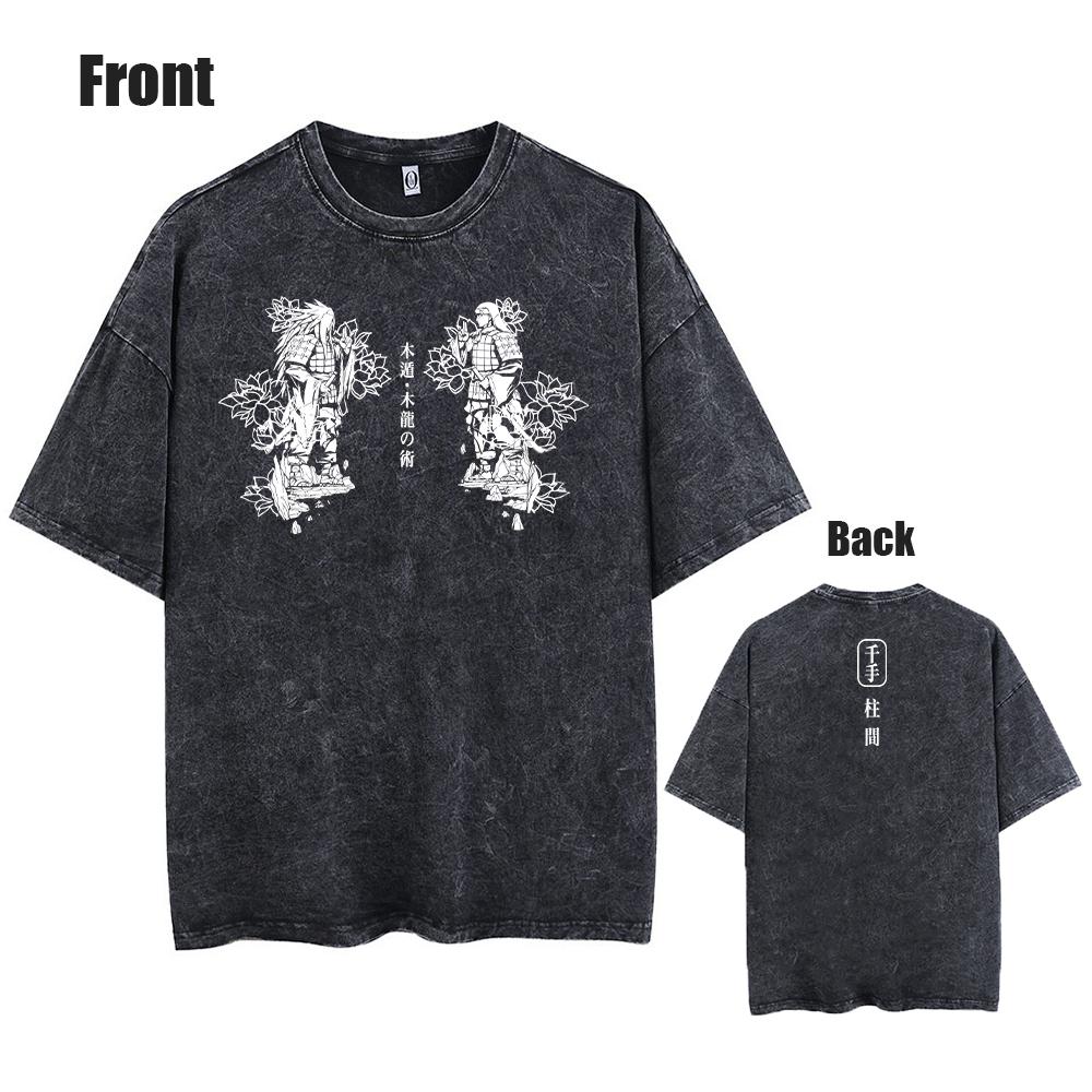 Streetwear Summer Short Sleeve Vintage T-Shirt Japanese Anime Graphic Print TShirt Men Harajuku Casual Loose Washed Tees
