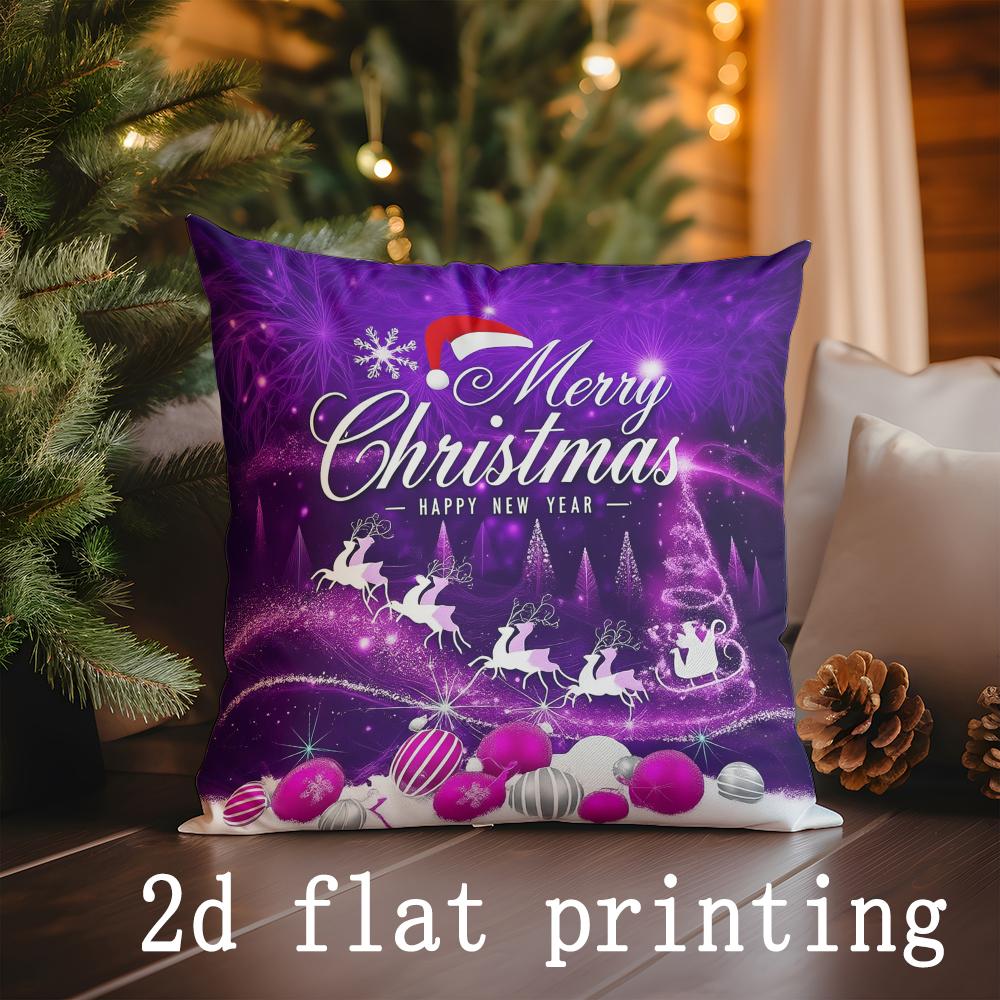 Home Decor Christmas-themed Pillow Covers with Festive Scenes Pattern Cushion Cover Suitable for Sofa Bedroom Car Pillow Cover