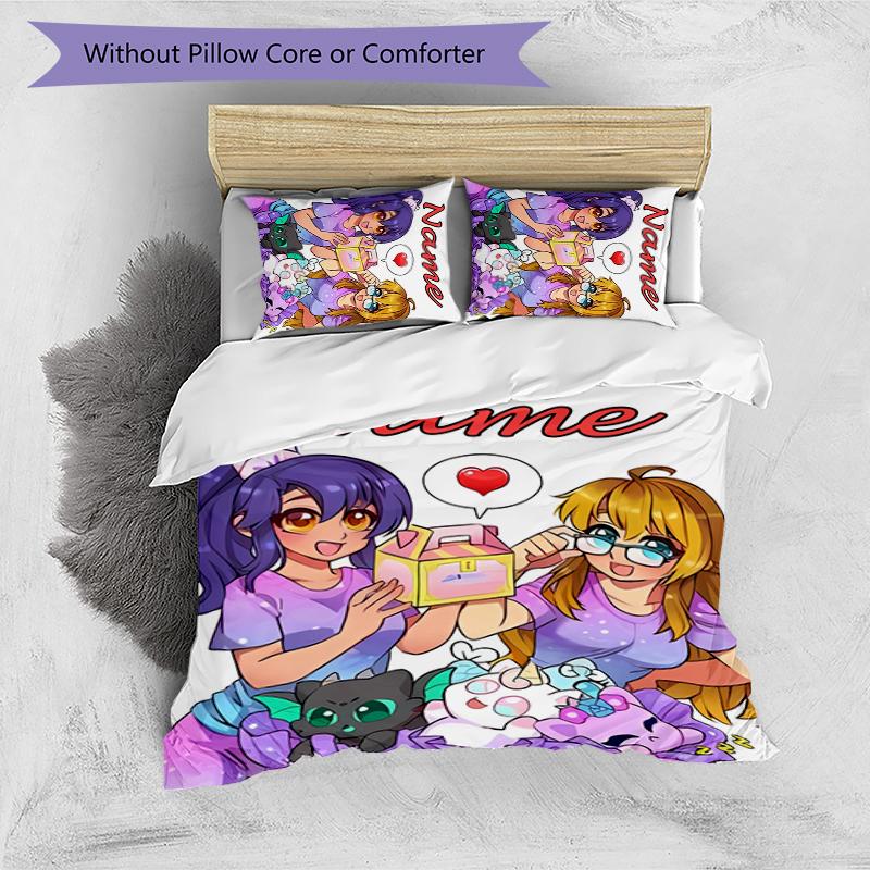 Set Biancheria da Letto Aphmau Personalizzato con Nome 3 Pezzi Copripiumino Chiusura Include 1 Copripiumino & 2 Federe per Tutte le Stagioni Decorazione Camera da Letto