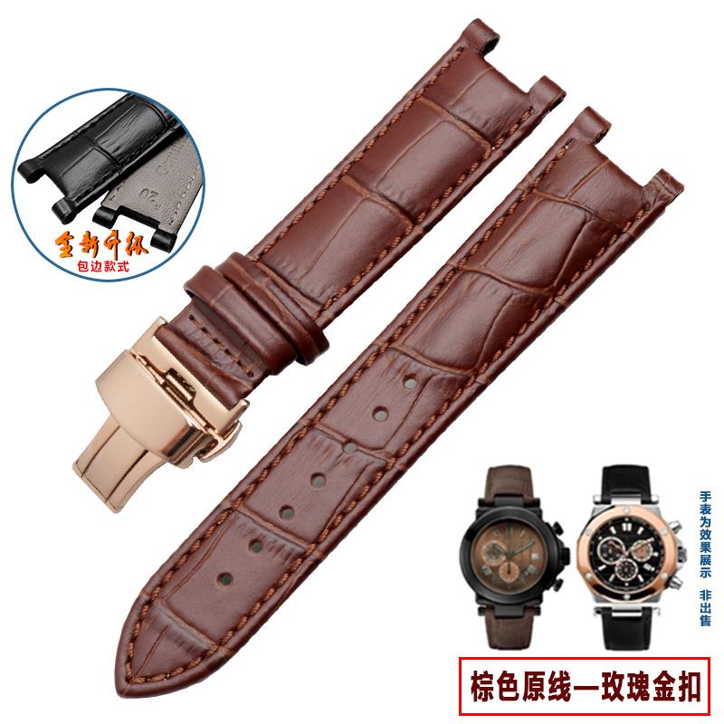 Kopfschicht Lederarmband Krokodilmuster Rindsleder für YA133309 Gales 20*11mm 22*13mm Uhrenarmband Schwarz Braun Herren Accessoires