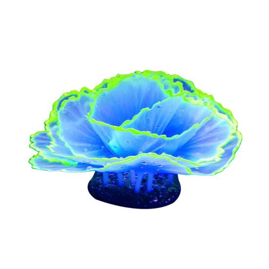 

Aquarium Artificial Coral Silicone Coral Figurine Fish Tank Decor Glow-in-The-Dark Faux Coral with Suction Cup Underwater Landscape for Betta синій