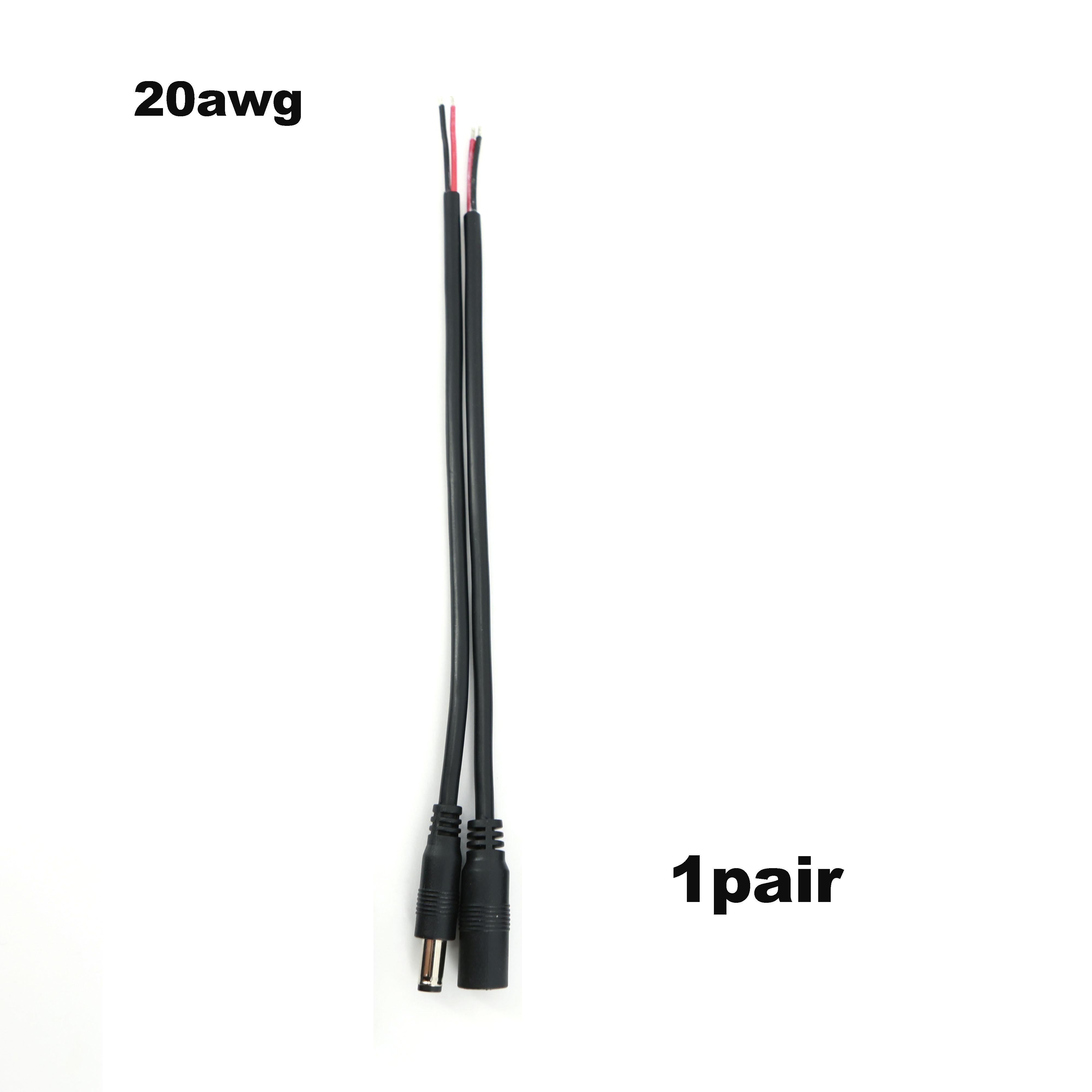 

2-контактний роз єм живлення DC тато-мама, подовжувальний кабель 5.5x2.5 мм, провід для ремонту, 5525 DC5525, пігтейли 20/22awg 3A 5A 20 см 20awg male female