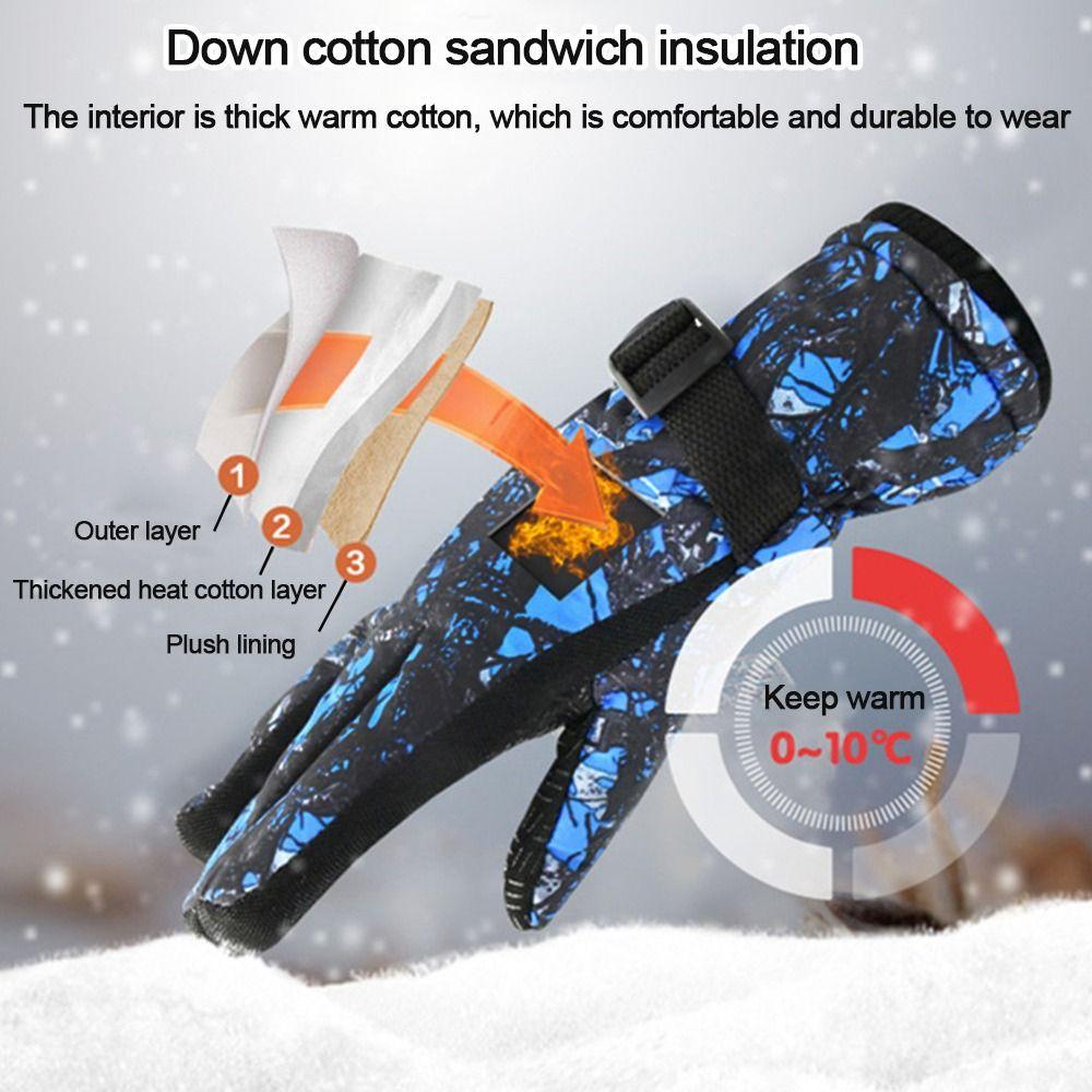 Kids Thicken Warm Children Ski Gloves Long-sleeved Mitten Windproof Waterproof Snow Snowboard