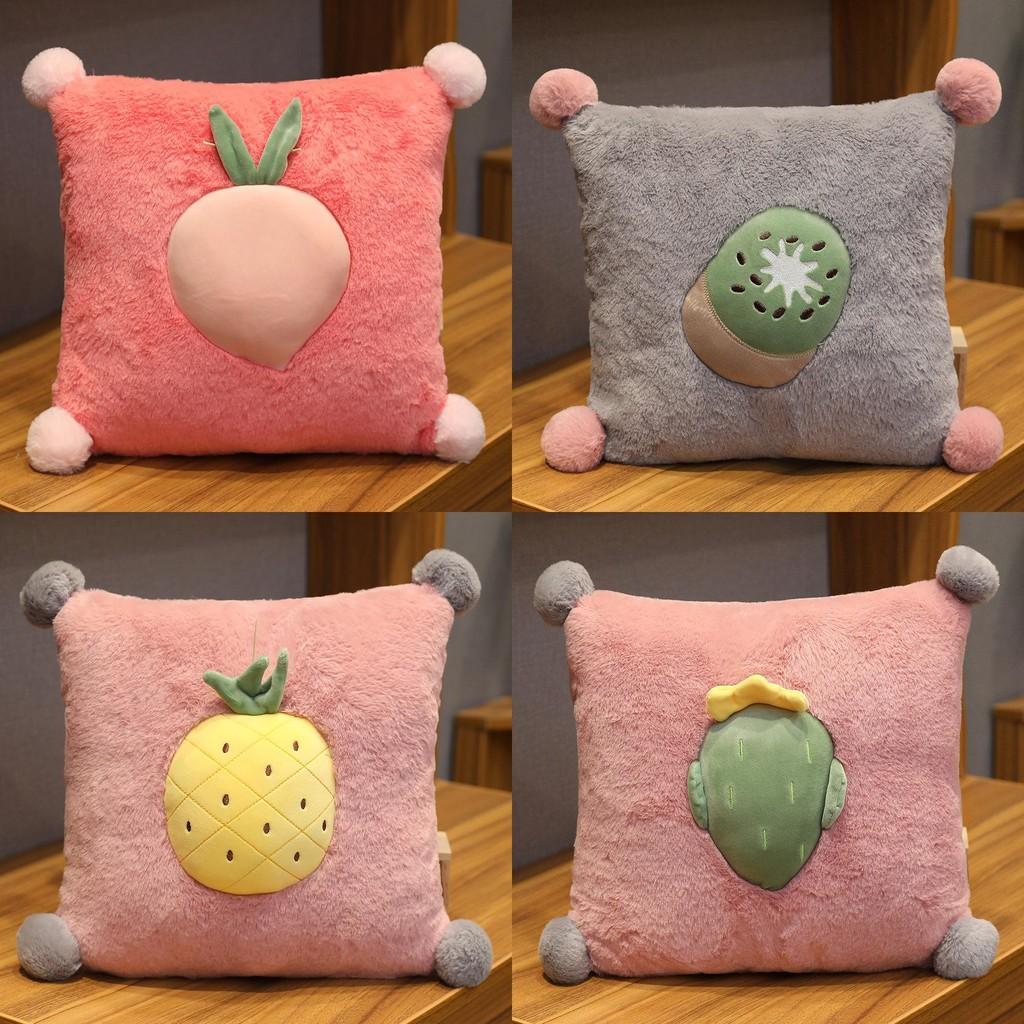 3in1 Fruit Pattern Pillow Blanket Carrot Cactus Pineapple Plush Toy Decoration