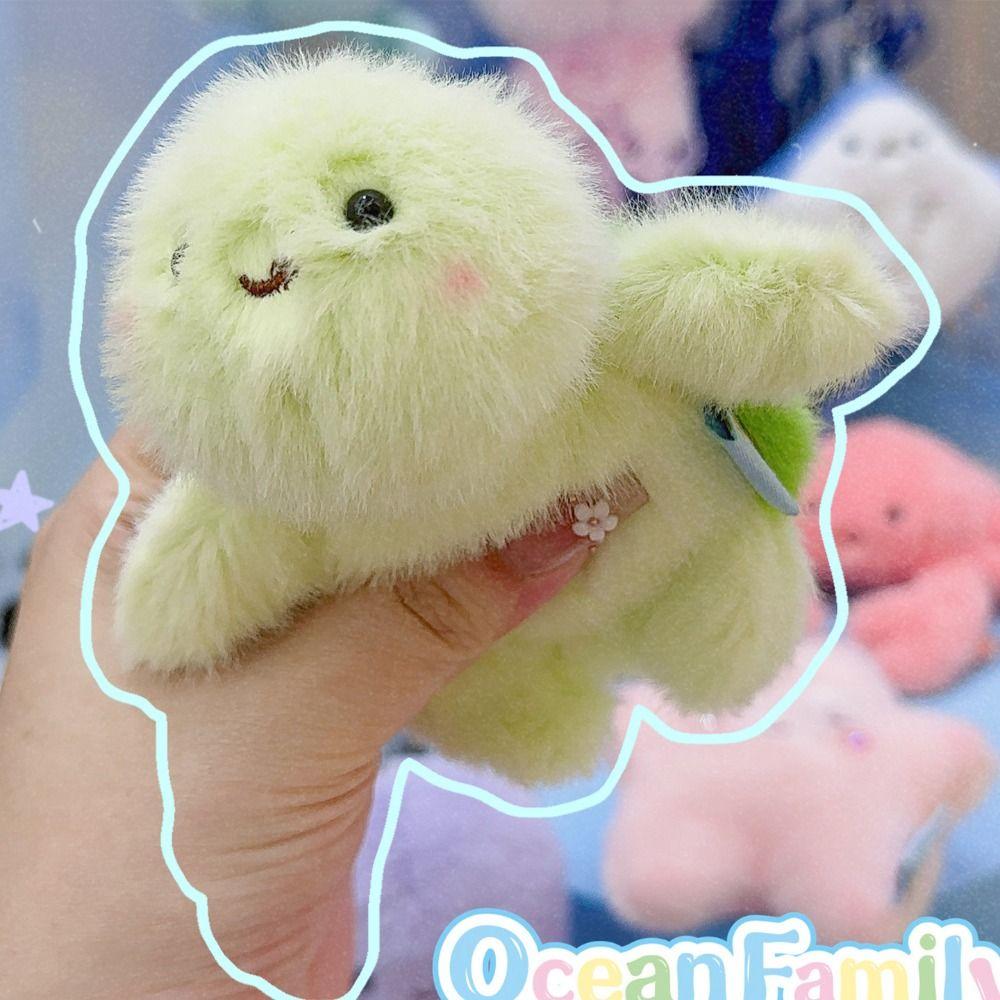 Small Turtle Ocean Animal Plush Keychain Soft Press Sound Pendant  Birthday Gift
