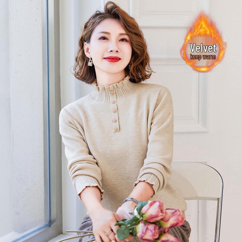 

Jianhu Women s Plus Velvet Warm Knitted Sweater XL