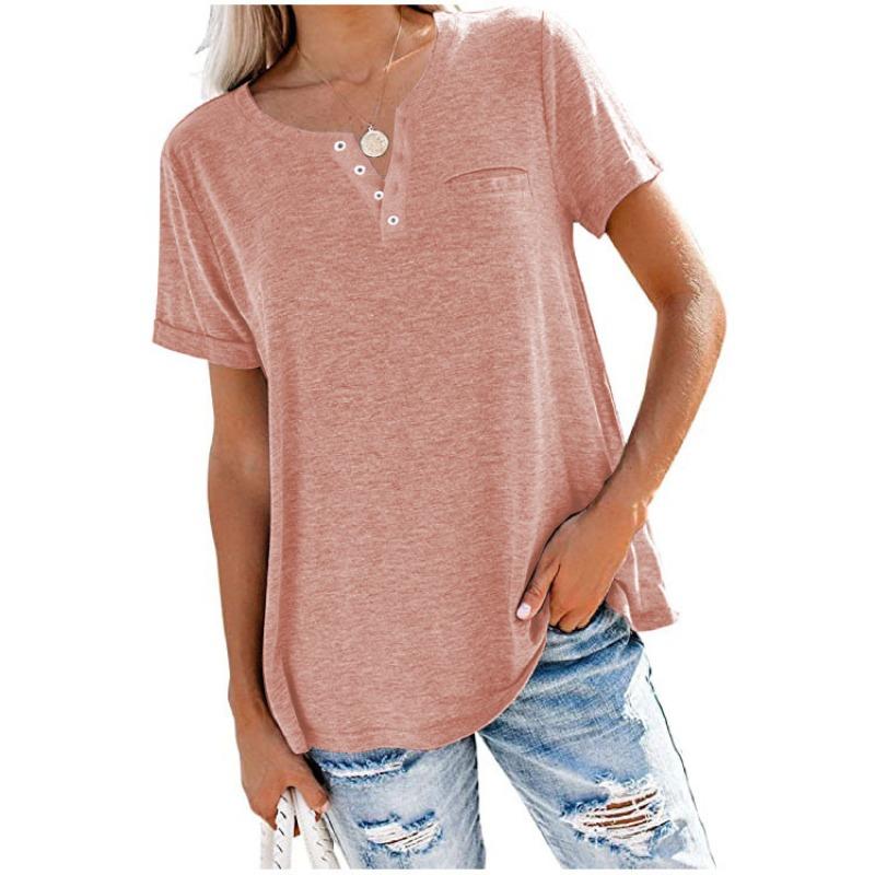 BITCED Women's Fashion Casual Short Sleeve V Neck Blouses & Shirts International Design