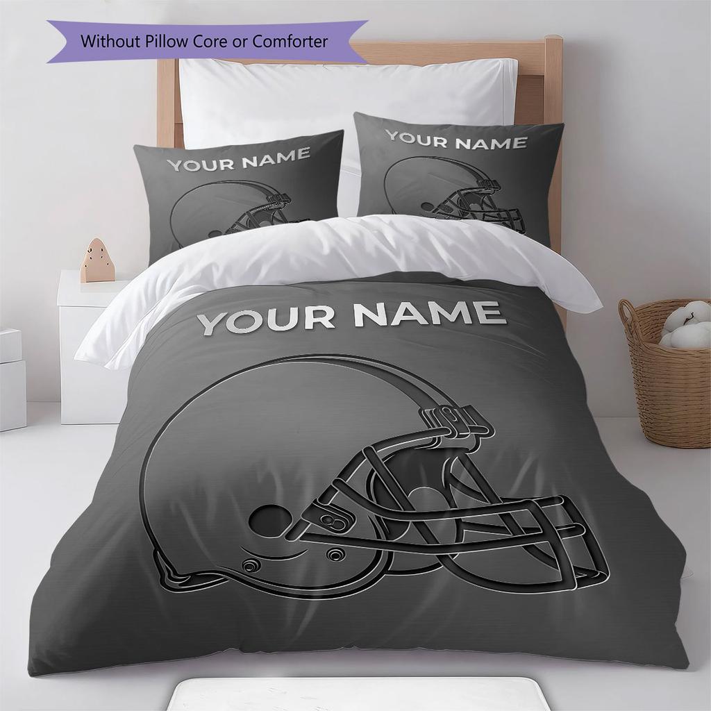 Custom Name,Cleveland Browns Pattern Bedding Home Decoration Birthday Gift ( 1 duvet cover + 2 pillowcase, without core),fan merchandise.
