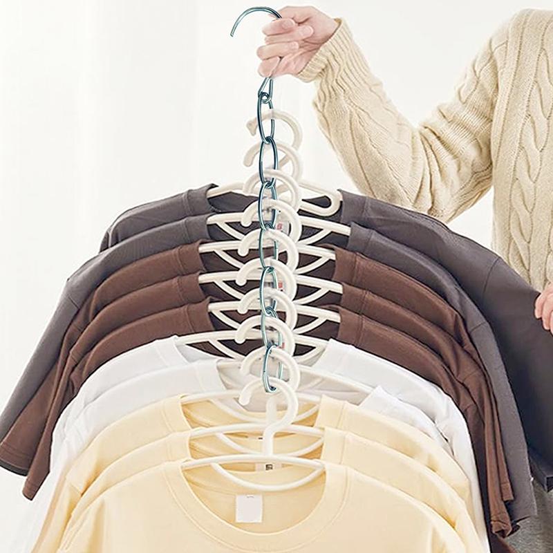 1/5Pcs Stainless Steel Clothes Hanger Organizer Space-Saving Foldable Wardrobe Rack For Efficient Clothing Storage