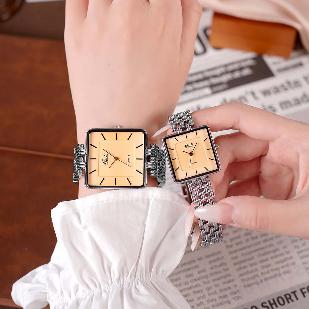 GEDI Simple Square Couple Models Watch Niche Premium Sense of Women's Ultra-thin High Value Quartz Watch Gift for Women and Man