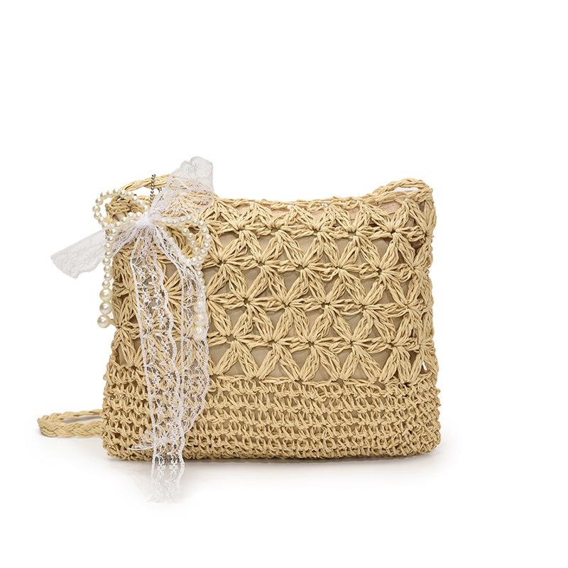 Summer seaside beach vacation straw bag women's 2025 new versatile messenger bag super fire mini bag bucket bag