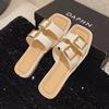 Slippers Women's Outer Wear Summer New Square Head One-word Drag Casual Flat Bottom Non-slip Beach Cool Slippers