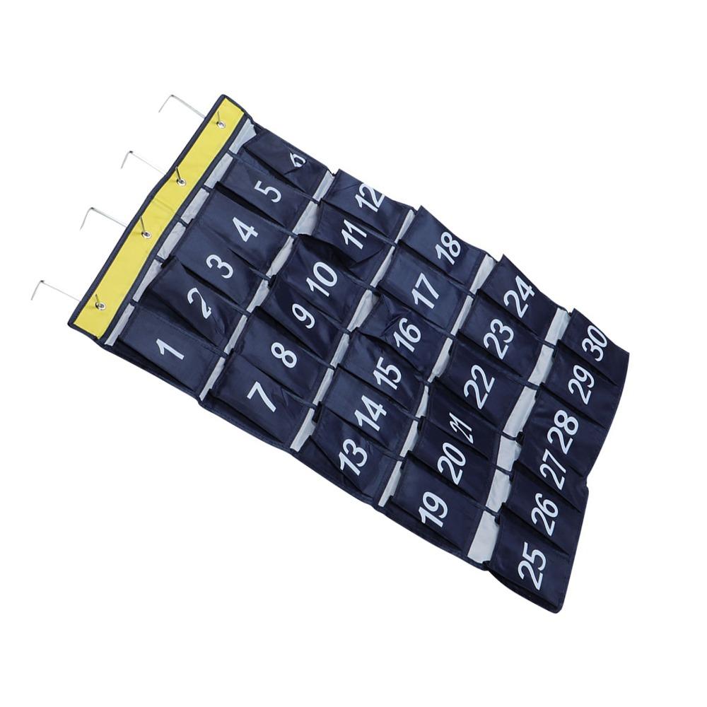 Navy Blue Wall Hanging Storage Bag 30 Pockets Pocket Chart Hanging Organizer  Classroom