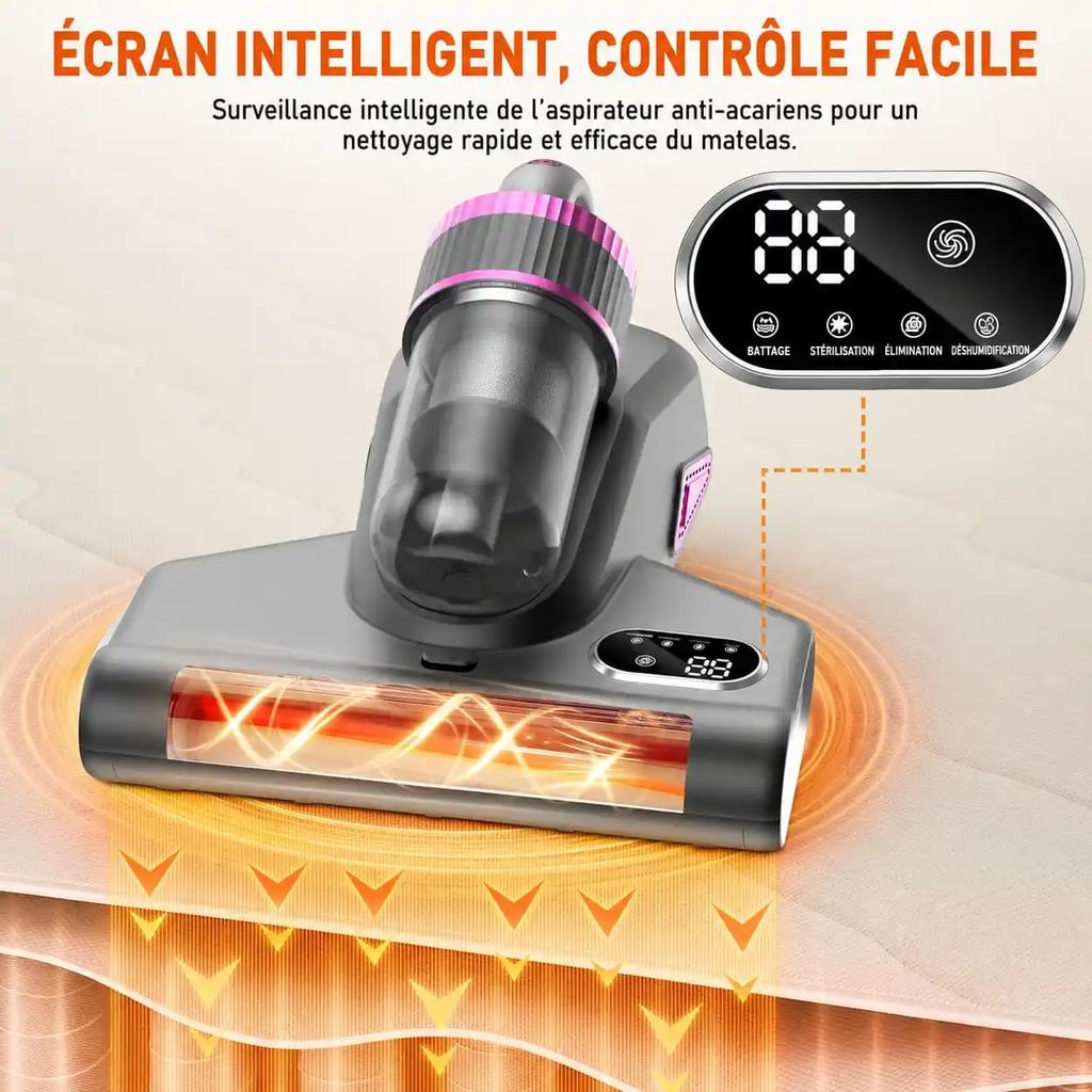 500W Mattress Vacuum Cleaner, UV-C Light, 9000 Pa Suction, 70°C Hot Air and Dual Dust Tanks