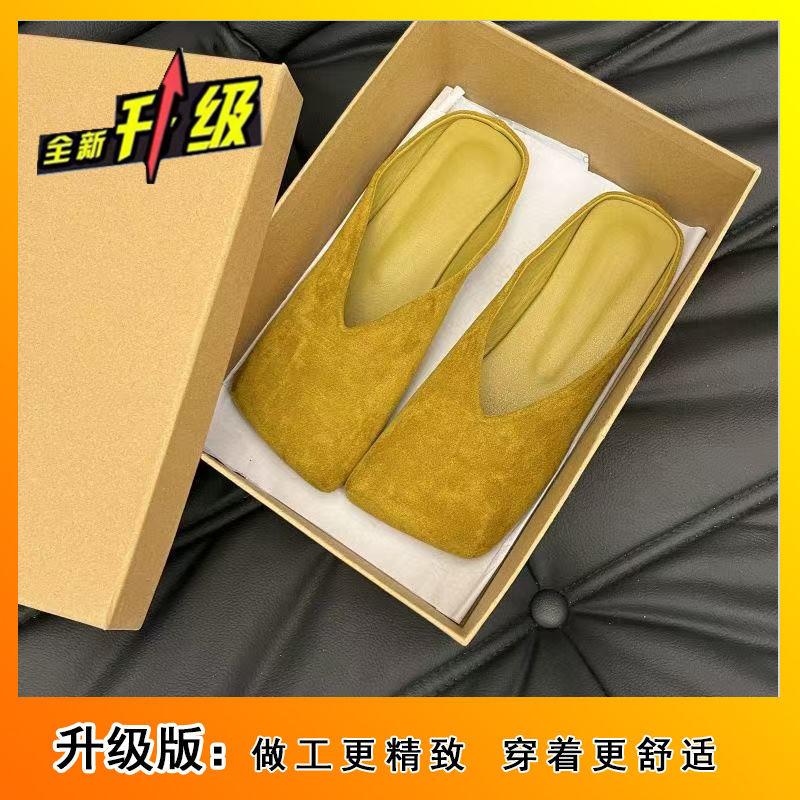 Wearing square head versatile lazy shoes flat slippers temperament bag head slippers women's 2025 spring and autumn new models