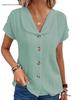 Summer Solid Color Short-Sleeve Button-Up Cardigan for Women