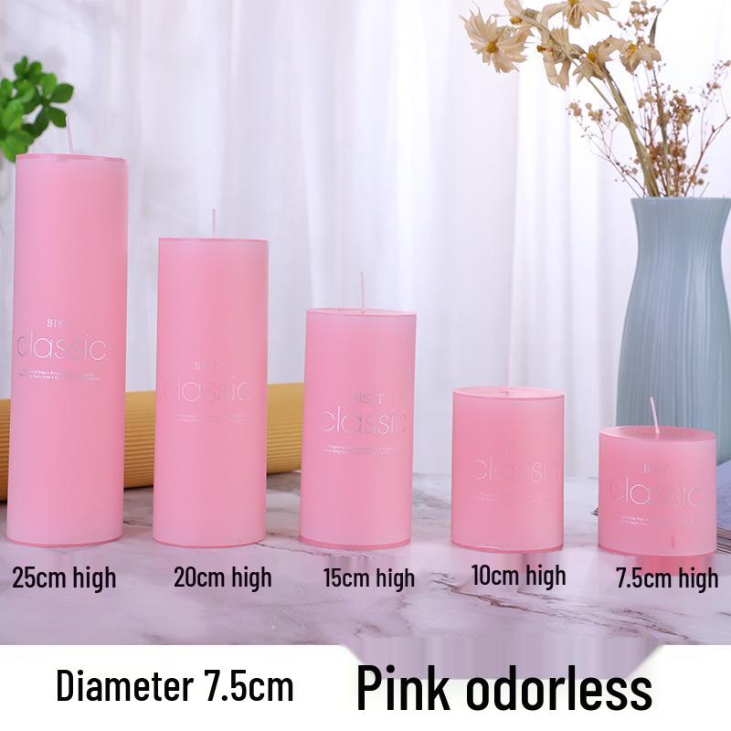 

European Style Classic Pillar Candle: Colored, Scented, Smokeless, Odorless - Perfect for Weddings and Hotels 7.5x7.5cm