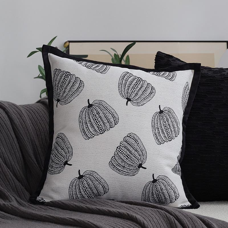 Nordic Ins Style Living Room Sofa Pillow Hotel Model Room Black and White Jacquard Pillow Pillow Case