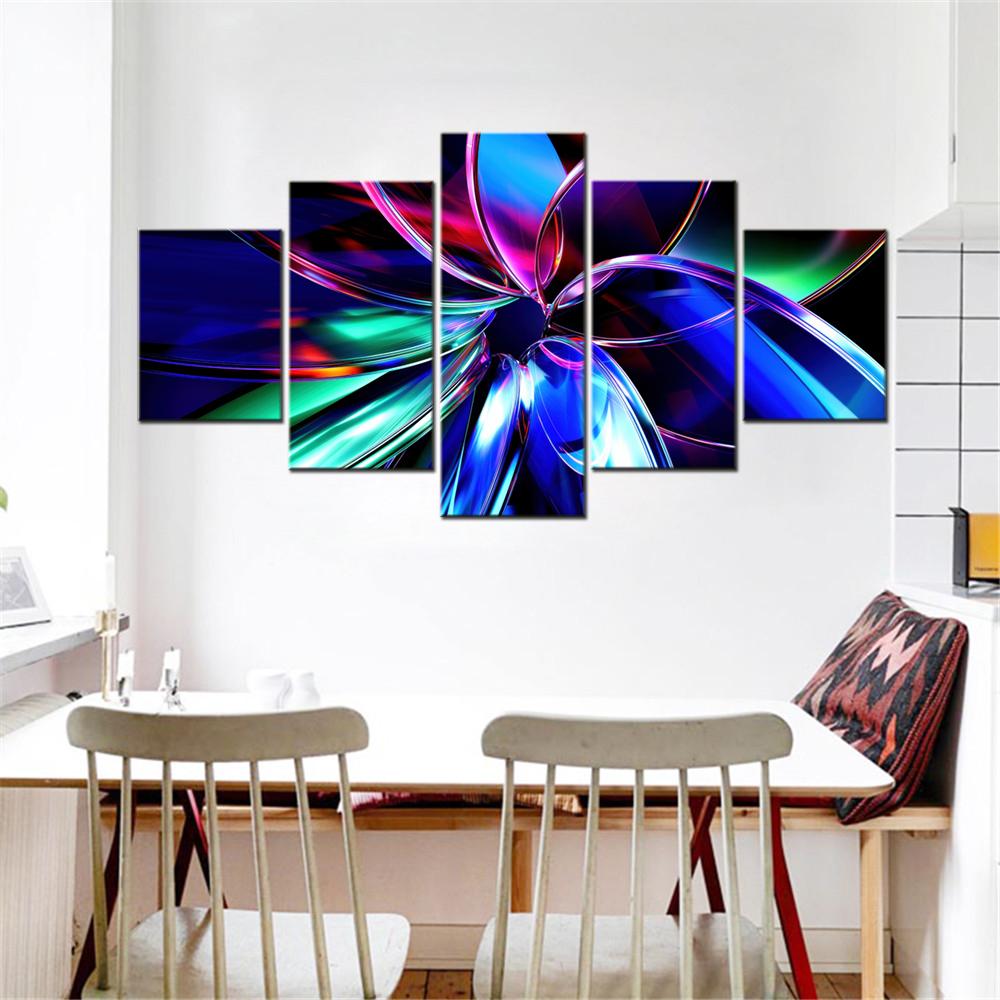5 Pieces Canvas Wall Arts Poster Painting Abstract Glassy Colorful Abstract Wallpaper Home Decor Picture Printing Living Room