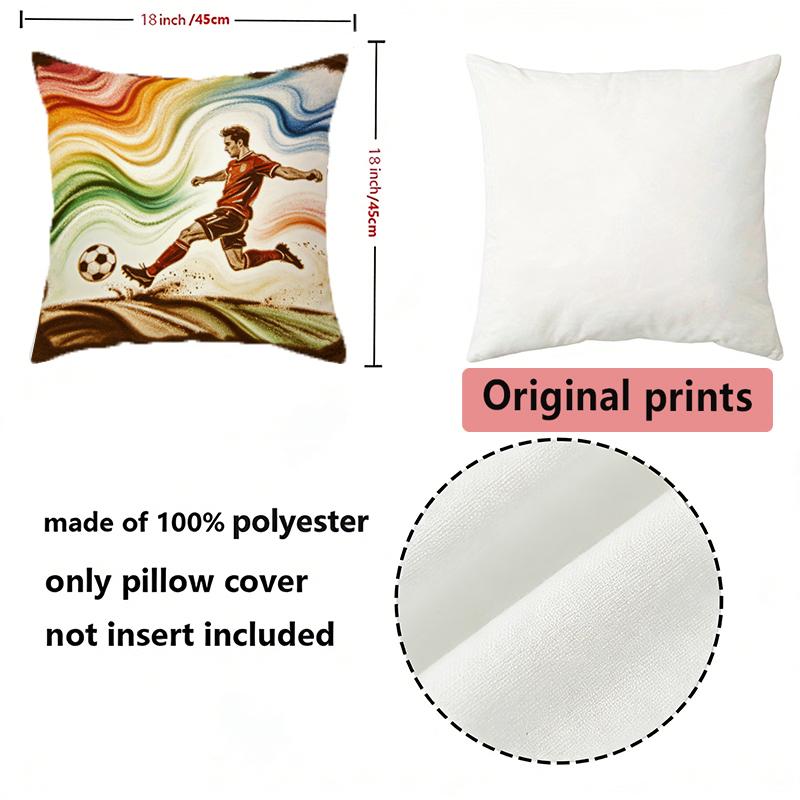 Soccer Themed Decorative Throw Pillow Covers Pattern Cushion Cover Suitable For Sofa Bedroom Car Pillow Cover