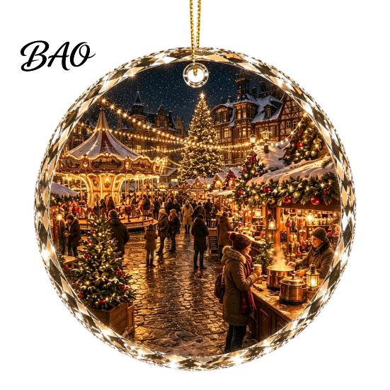 Christmas Tree Hanging Decor Landscape Scene Acrylic Ornament for Holiday Decor, Decorative Seasonal Ornaments Keepsake Party And Home Decorations