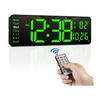 Digital Wall Clock Large Display with Remote Control, Display Digital Clock with Date, Indoor Temp, Brightness Dimmer LED Clock