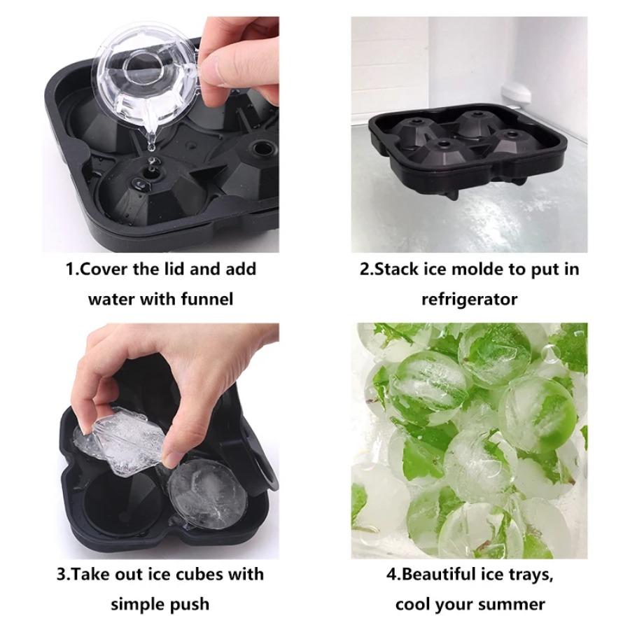 3D Silicone Diamond Skull Ice Mold Tray Stackable Silicone Ice Cube Molds for Whiskey Cocktails Beverages Iced Tea Bloom Rose