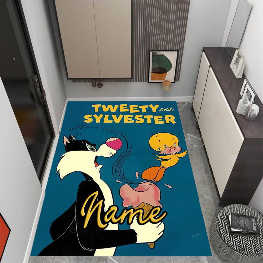 Looney Bold Bugs Bunny Artwork Customizable Name Floor Rug Office Rug Design for Bedrooms Living Rooms Playrooms Game Room Anti-slip Rug Anime Office