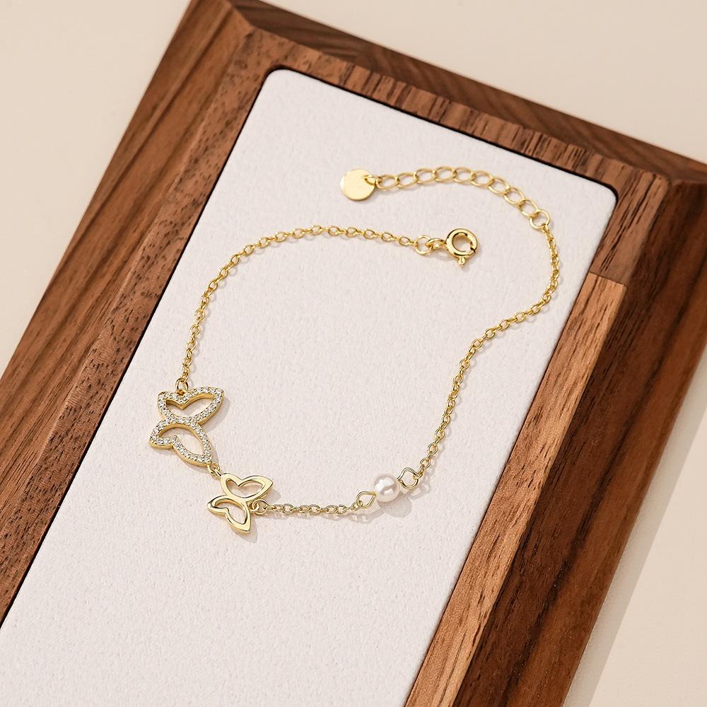 Fashion Jewelry Micro Inlaid Zircon Chain Bracelet for Women 925 Sterling Silver Versatile butterfly Heart Bracelet Jewelry