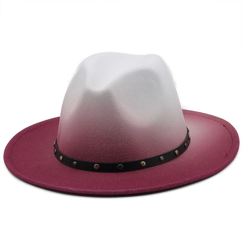 European, American and British style men and women's new spray-painted jazz woolen hat autumn and winter fashion big eaves hat