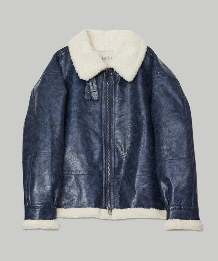 Tradclub Glossy Leather-Like Shearling Jacket