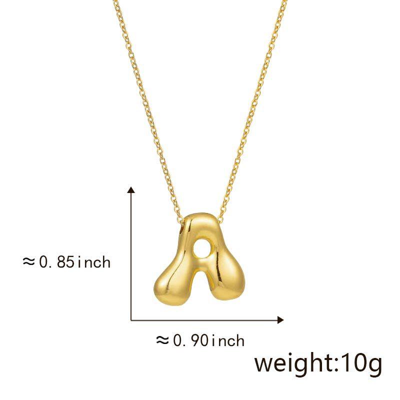 Cute Smooth Letter Necklace, Chubby Pendant, European and American Fashionable and Simple Collarbone Chain