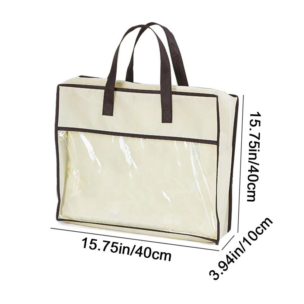 Non-Woven Fabric Clear Clothes Storage Bag Dustproof Blanket Bedding Handbag  Wardrobe