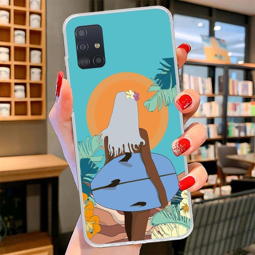 Surf Board Aesthetic Cover Phone Case For Samsung Galaxy A12 A22 A32 A52 A72 A02S Phone Case Note 20 Ultra 10 S10 Plus A51 A71 A