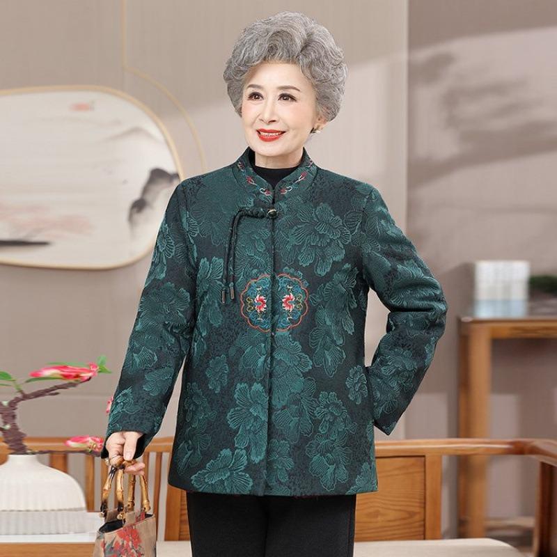 

Осенне-зимние пальто, новая женская зимняя одежда, многослойная и утолщенная хлопковая одежда для пожилых женщин. 5XL [recommended 150-80kg] зелёный