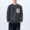 Autumn American Blockbuster Sweater Men'S Loose Large Size Splicing Black Crew Neck Long Sleeve Top Men'S Trend
