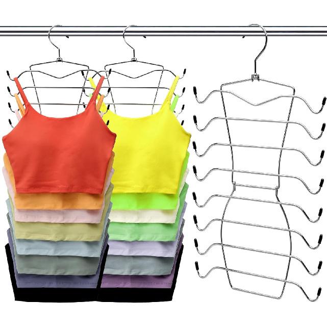 Tank Top Hanger, 8 Tier Space Saving Bra Hangers, Closet Organizers and Storage, Dorm Room Essentials for Girls, Organization for Camisoles Sports