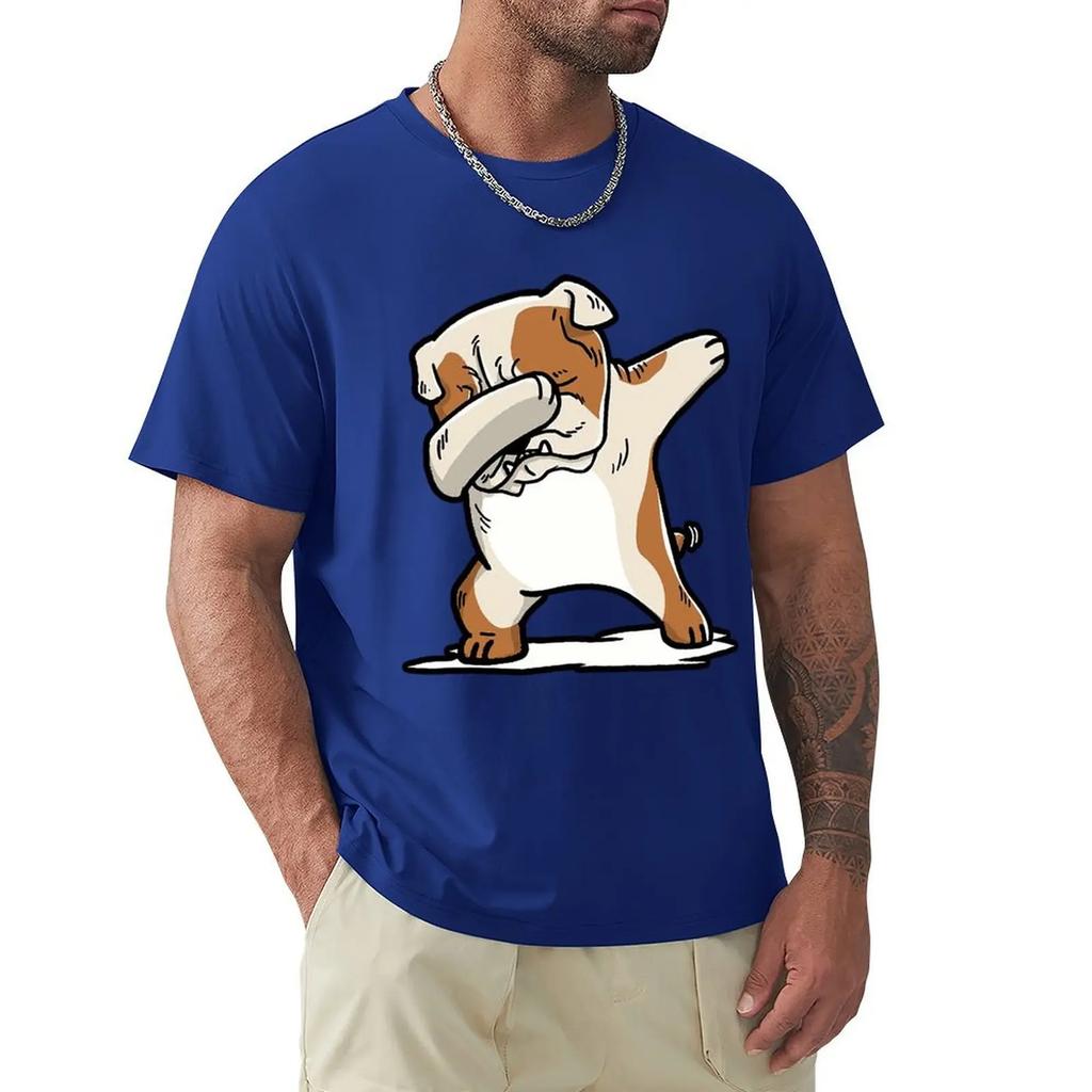 English Bulldog Cute Dabbing T Shirts Cartoon Graphic TShirts Cool Short Sleeve Clothing Streetwear T-Shirts Tee Tops
