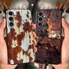Retro Rost Design Hülle für Samsung Galaxy S25 Edge S20 S21 FE S24 Plus S23 Ultra Schwarze Weiche Handyhülle
