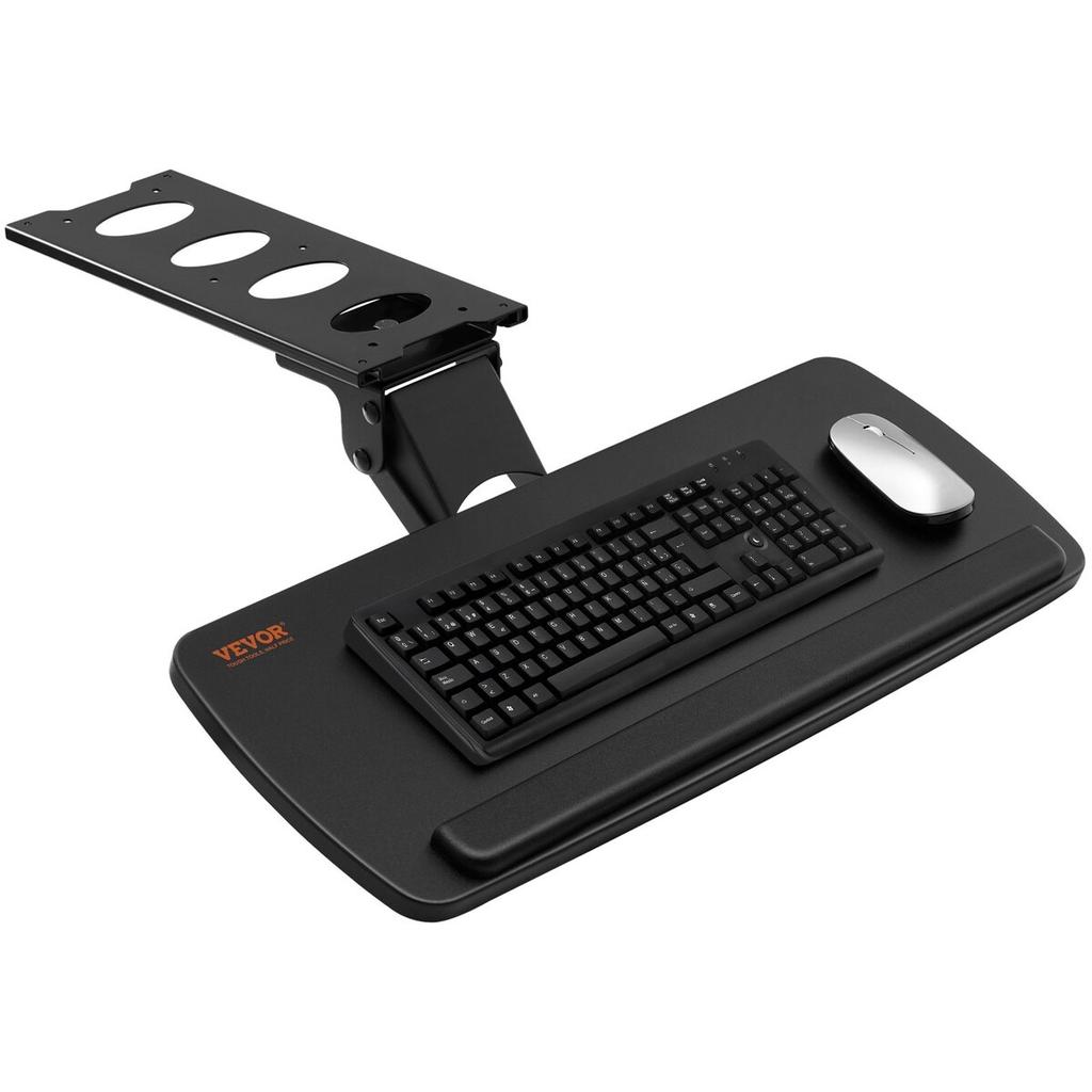 Keyboard Tray under Desk Adjustable Height, Height and Angle Adjustable under Desk Keyboard Tray Slide out, Large 25x9.8 inch Keyboard Holder under