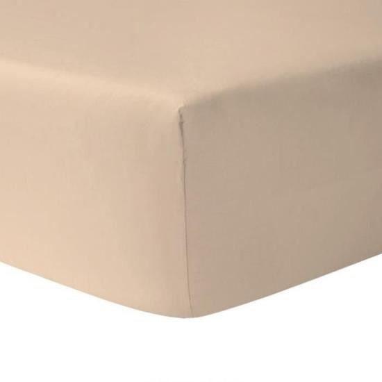 Drap Housse 90 x 190 cm - IVOIRE 100% coton 57 fils / cm
