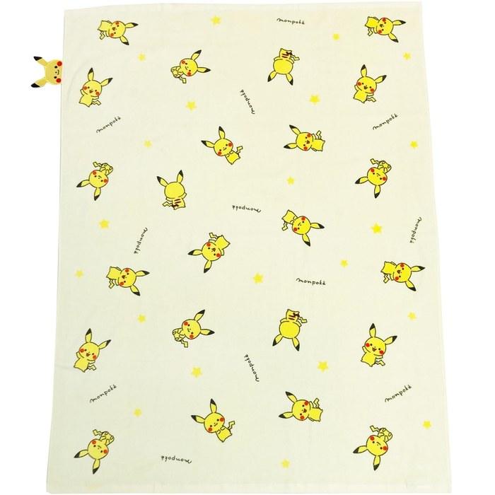 MORIPiLO Pokemon Towel Blanket Pikachu Monpoke Baby (Fluffy 100% Cotton Nap Blanket) 85x115cm Kids Infants Summer Quilt Washable Yellow