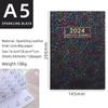 Colore abbagliante 2024 Calendario A5 Pianificatore annuale Agenda inglese Notebook Laser Starlight a colori