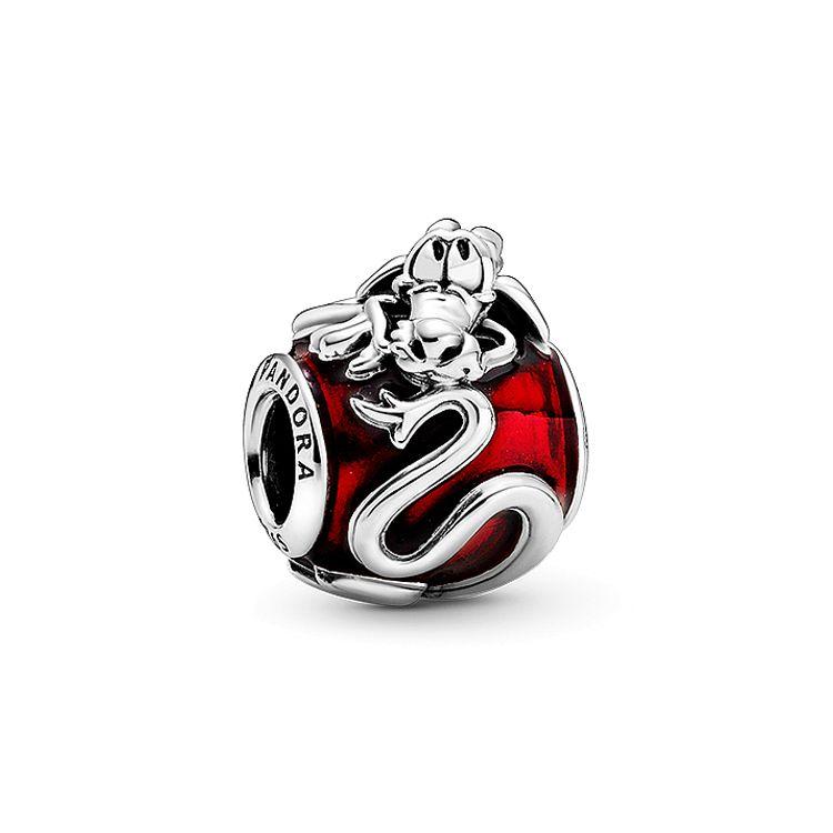 Pandora Disney Mulan Mushu Charm Women Charm 798632C01 Silver/Red